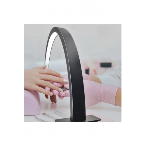 Masa Üstü 16inç Yarım Ay Ring Light Stand Güzellik Solunu Led Işık Tırnak-Kirpik-Manikür Işık SİYAH